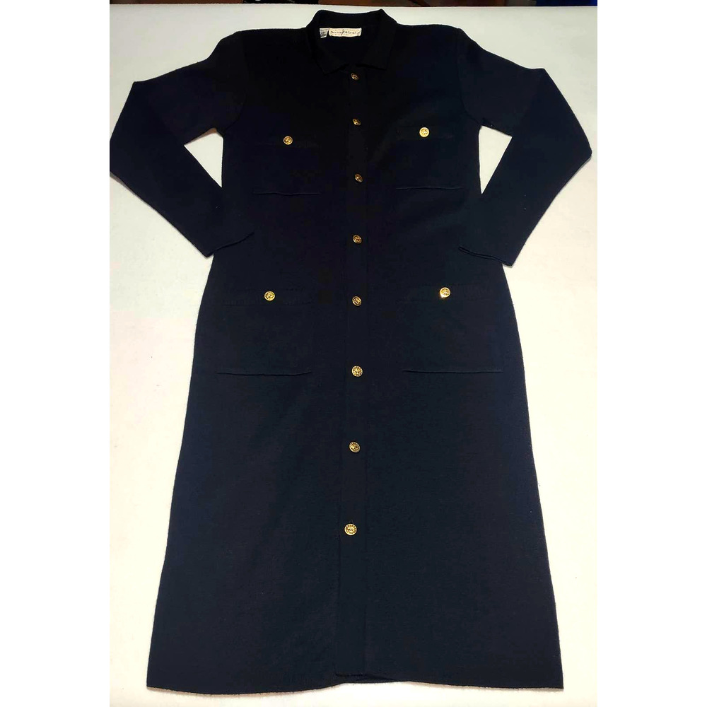 Liz Claiborne Vintage Women’s Knit Black Dress Size S Gold Buttons 90s